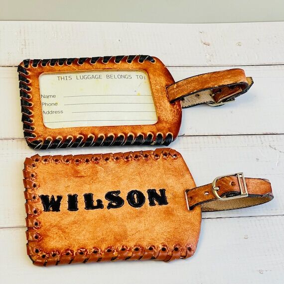 Personalized Leather Luggage Tag, Custom Name...