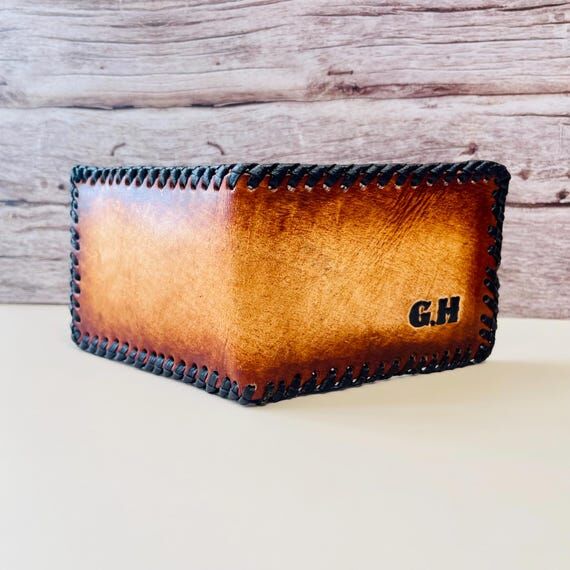Handmade Full Grain Leather Bifold Wallet, Pe...