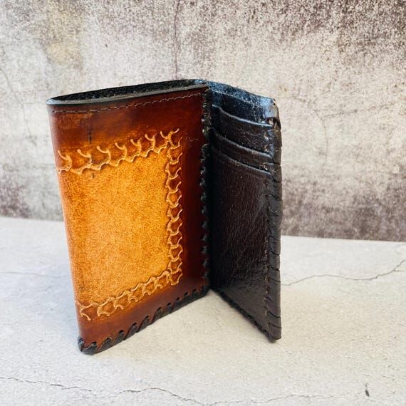 Leather Trifold Wallet, Handmade Full Grain W...