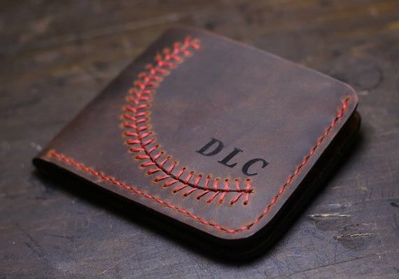 Personalized Baseball Stitch Leather Wallet: ...
