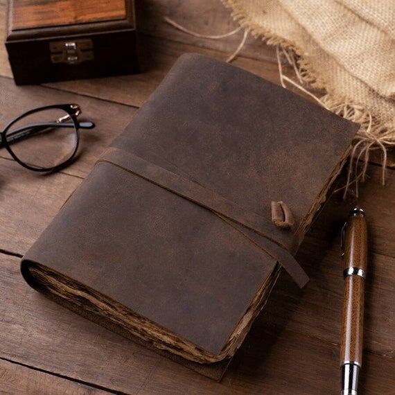 Hand Stitched Leather Journal – Vintage Dec...