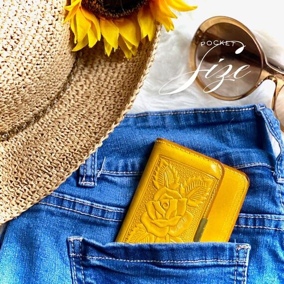 Embossed Rose Leather Mini Wallet: Small Card...