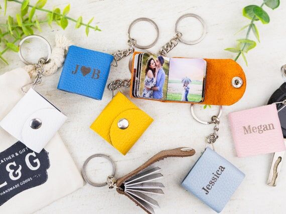 Custom Mini Leather Photo Album Keychain: Per...