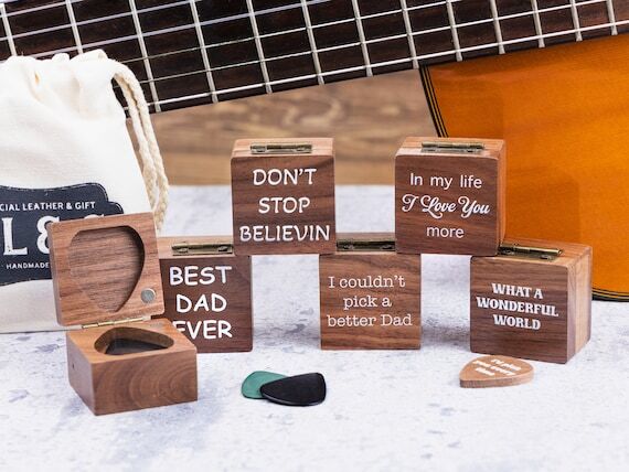 Personalized Walnut Guitar Pick Box, Magnetic...