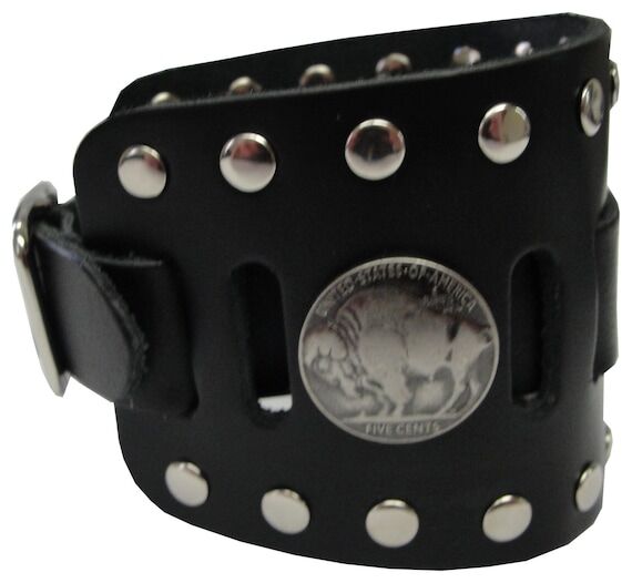 Buffalo Nickel Concho Handmade Black Buckle W...