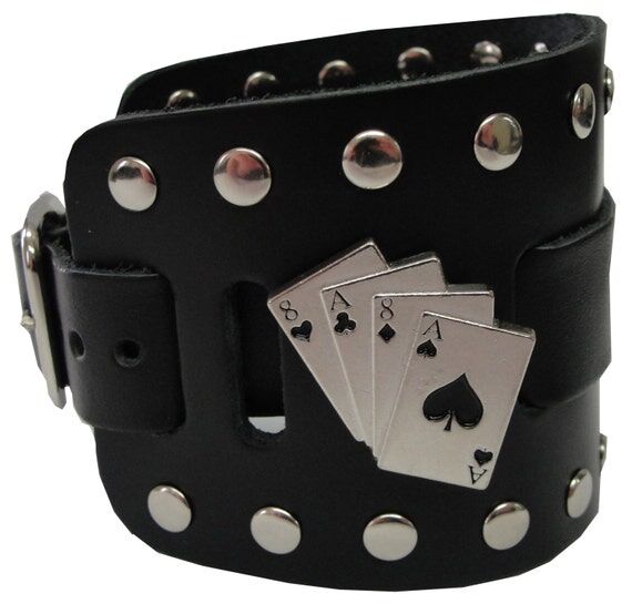 Handmade Aces and Eights Wide Full Grain Leat...