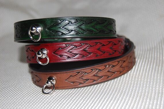 Hand Tooled Leather Choker: Woven Gothic Day ...