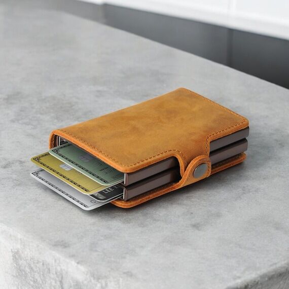 Personalized Leather Pop Up Wallet, Dual Case...