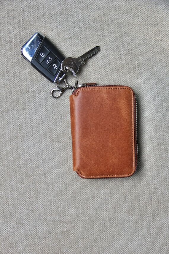 Keychain Mini Wallet, Leather Cardholder, Cre...
