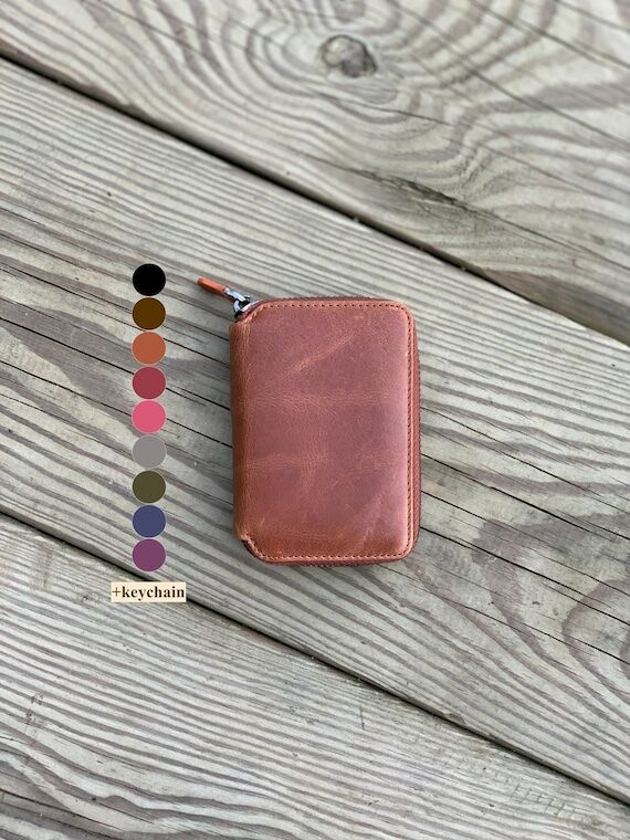 Minimalist Leather Women Wallet, Personalized...