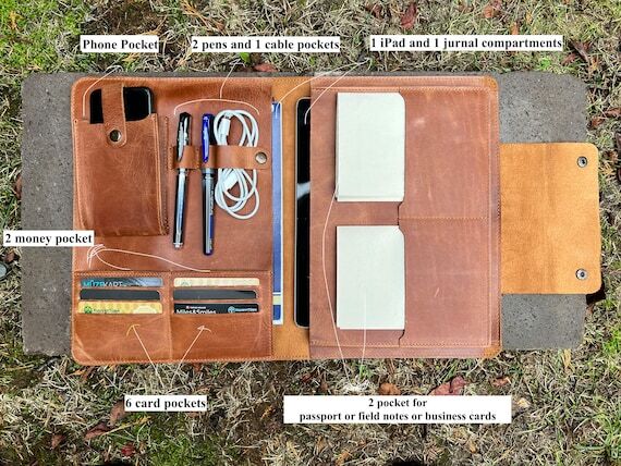 Personalized Leather Portfolio, Tan A4 Padfol...