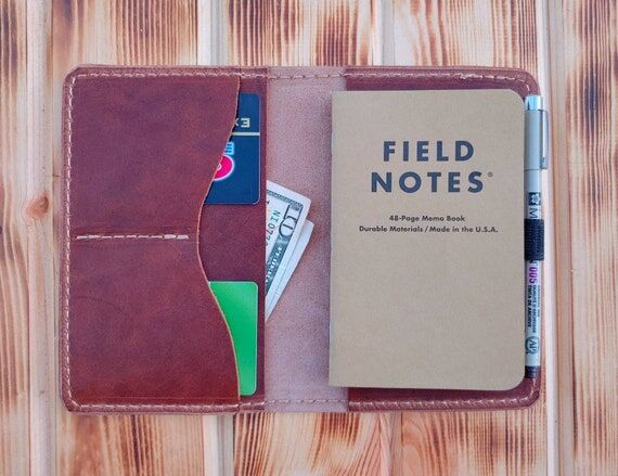 Leather Field Notes Cover with Pen Loop, Leat...