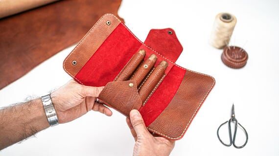 Handmade Leather Cigar Pouch / Case - Travel ...