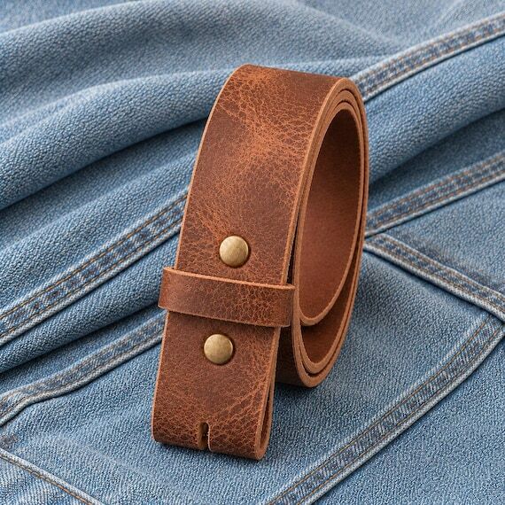 Wide Leather Belt Without Buckle 2" widt...