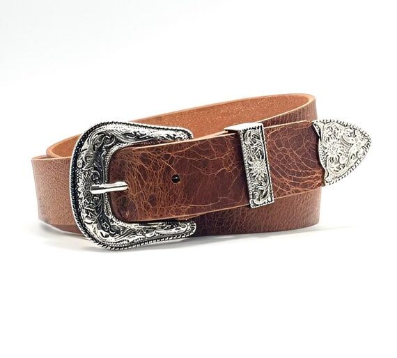 Western Belt Men Brown Leather 1.5" (38m...
