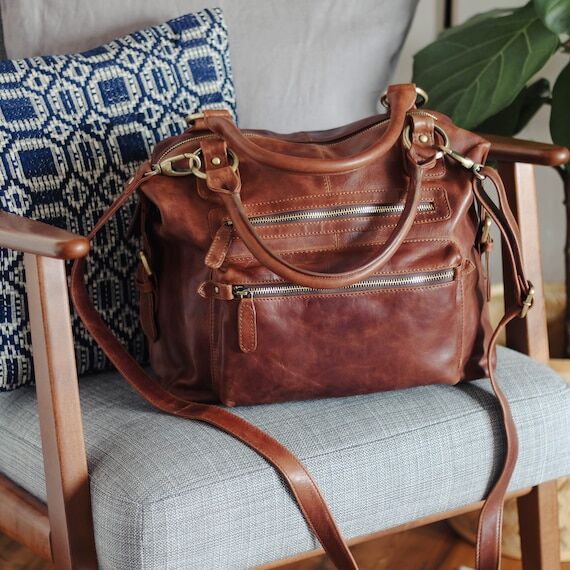 Leather Handbag, Leather Purse, Top Handle Ba...
