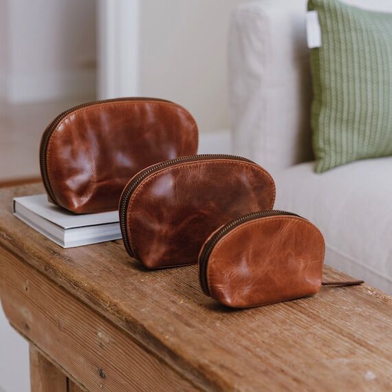 Make Up Bag Set, Leather Toiletry Pouches, Tr...