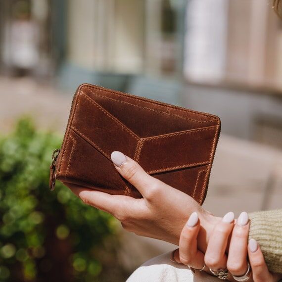 Brown Leather Wallet, Leather Zip Around Wal...