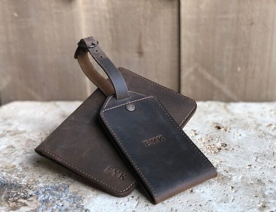 Personalized Leather Luggage Tags Monogrammed...