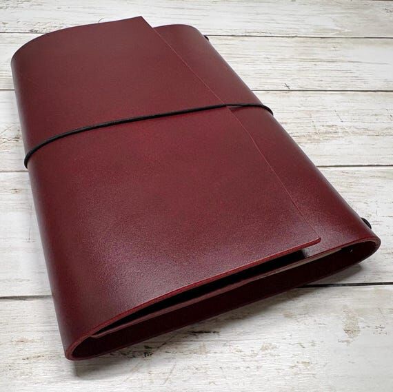 Handmade Leather Trifold Journal, A5 Notebook...