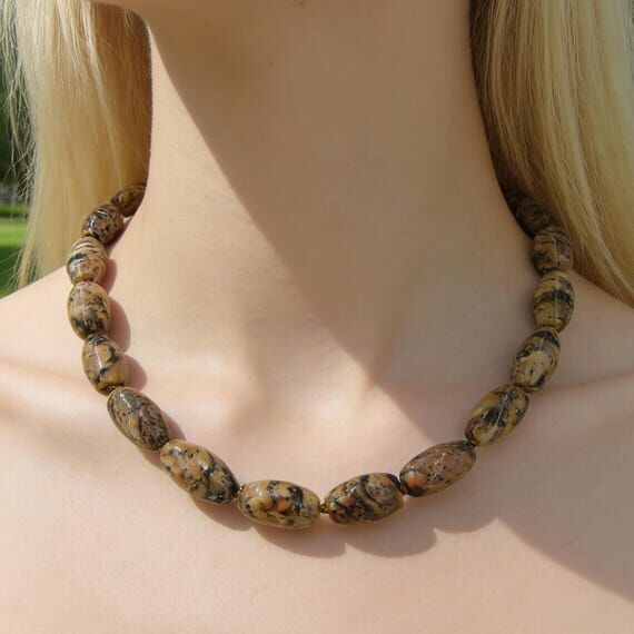 Landscape Jasper Necklace for Women, Jasper O...