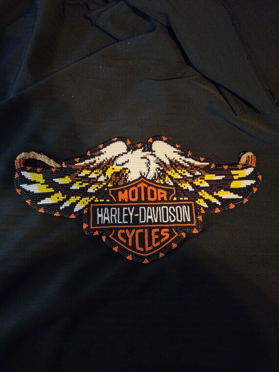 Hand beaded Harley Davidson Eagle...