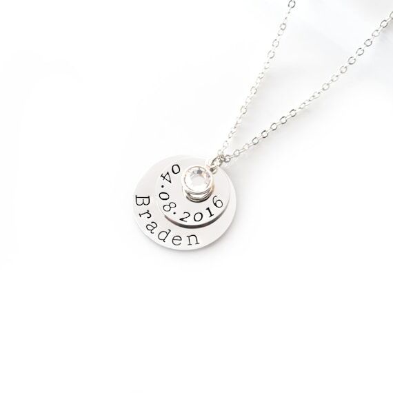 New Mom Birthstone Necklace • Baby Name Bir...