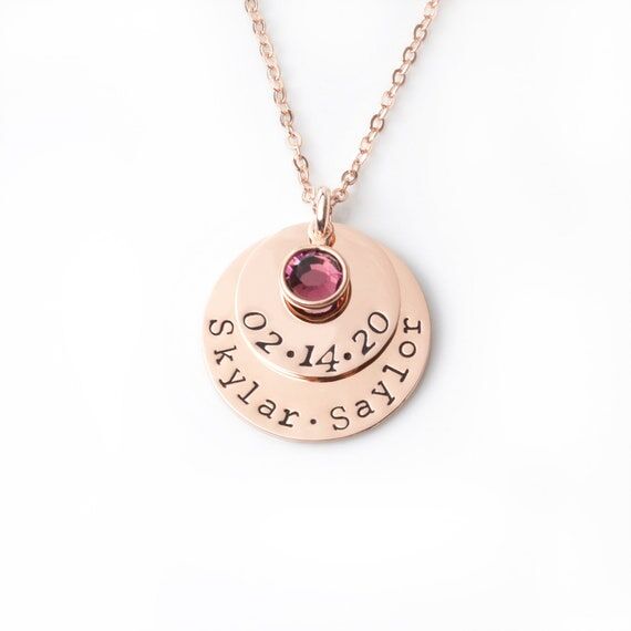 Personalized Twins Birthstone Necklace • Ne...