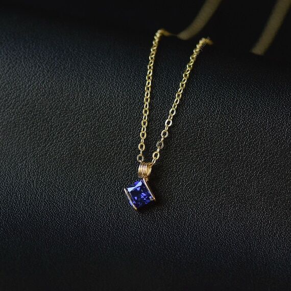 Dainty Tanzanite Color CZ Necklace, December ...