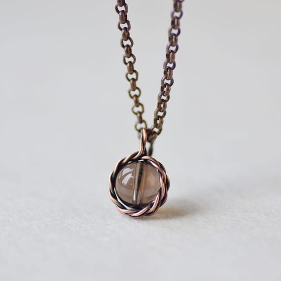 Smoky Quartz Necklace, Crystal Pendant, Daint...