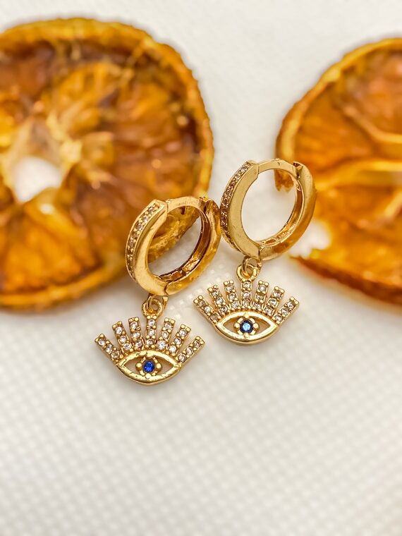Gemstone Lash Eye Earrings • Handmade Earri...
