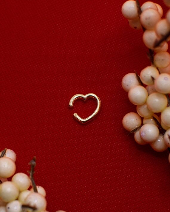 Heart-Shaped Gold Cartilage Earrings • Hand...