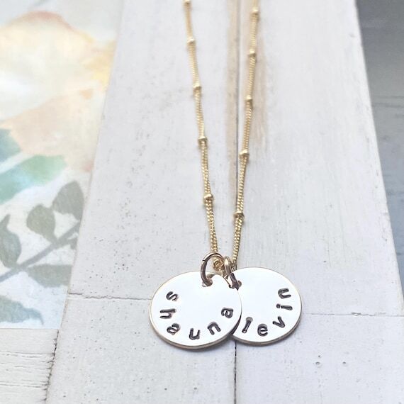Gold Name Necklace with Petite Personalized M...