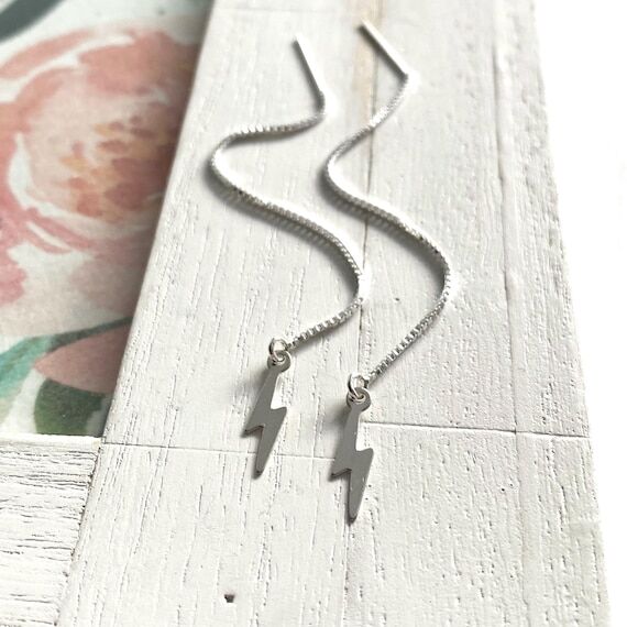 Threader Earring Lightning Ear (No Social Media) in Ste...