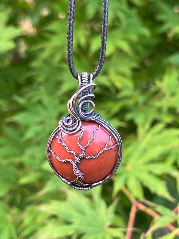 Red Jasper Tree of Life Pendant, Wire Wrapped...