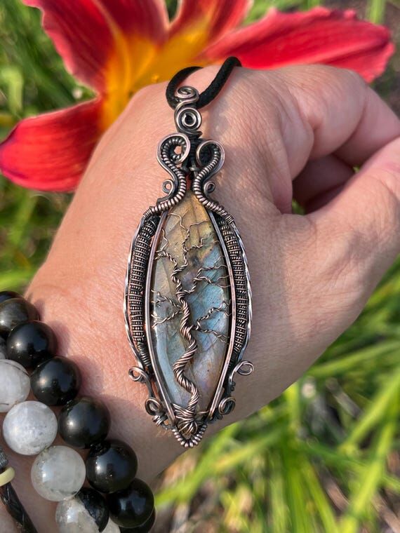 Labradorite Tree of Life Pendant | Handmade W...