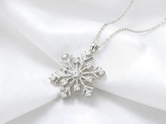 Sterling Silver Snowflake Necklace, Christmas...