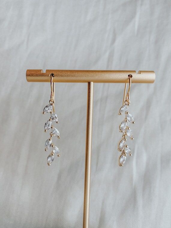Ivy | Handmade Gold Plated Wedding Earrings |...