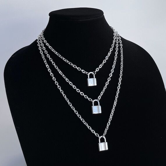 Handmade Stainless Steel Mini Lock Necklace: ...