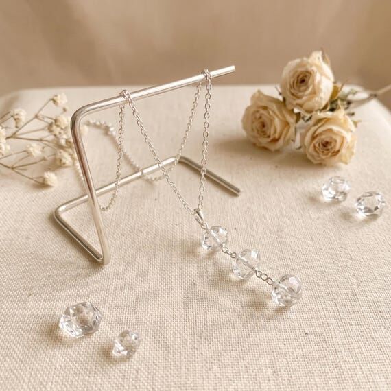 Clear Crystal Quartz Necklace, Sterling Silve...