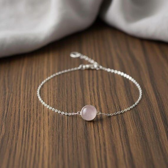 Rose Quartz Bracelet 925 Sterling Silver Brac...