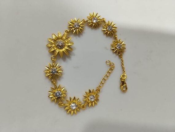 Sunflower Bracelet, Sterling Silver Sunflower...