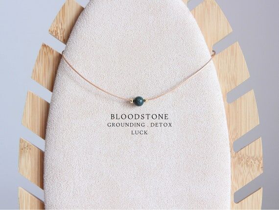 6mm Bloodstone single boho bead necklace Cust...