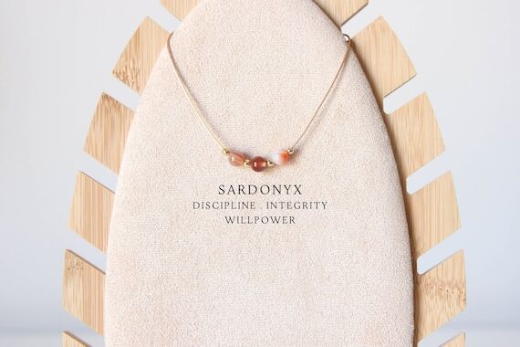Boho sardonyx beaded necklace for women Handm...