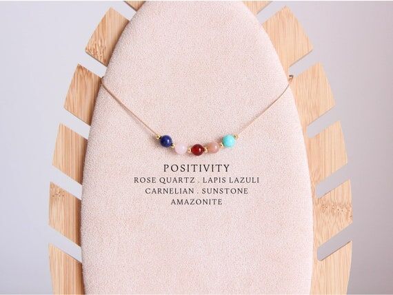 Positivity gemstone necklace Custom healing c...