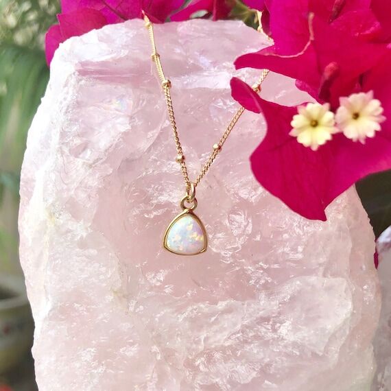 Opal Necklace, Opal Jewelry, Dainty Opal Neck...