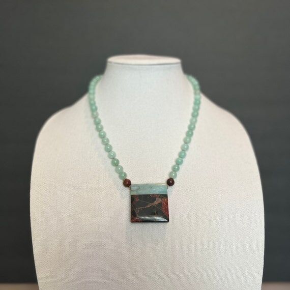 Earthy Amazonite Pendant Stone Necklace, Amaz...