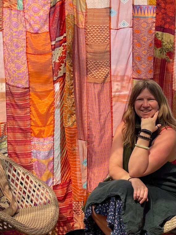 Handmade orange curtains, Recycled Vintage Cu...