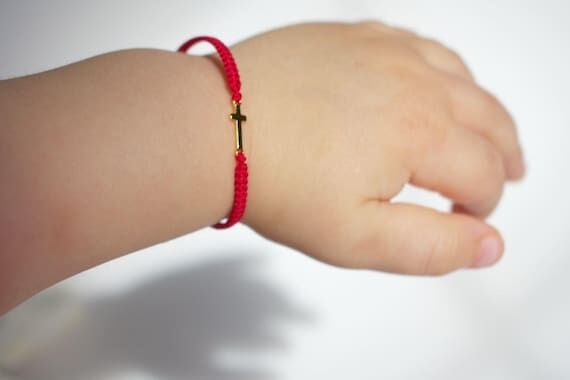 14k Gold Plated Tiny Cross Bracelet • First...