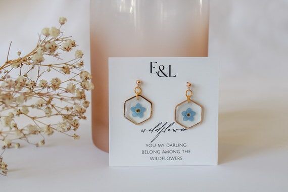 Forget-Me-Not Resin Stud Earrings | Gold-Fill...